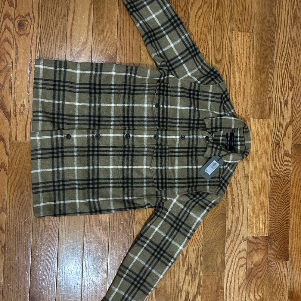 All Saints Olive and Black Plaid Jacket